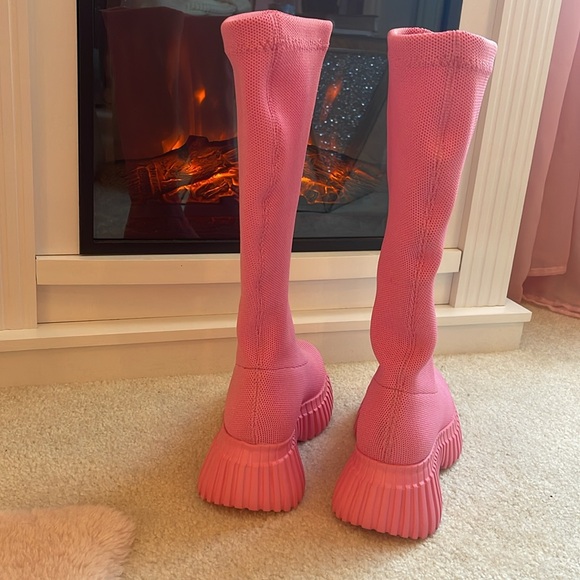 New/WOT/ Pink Knit Retro Platform Tall Boots💖 - Picture 6 of 16